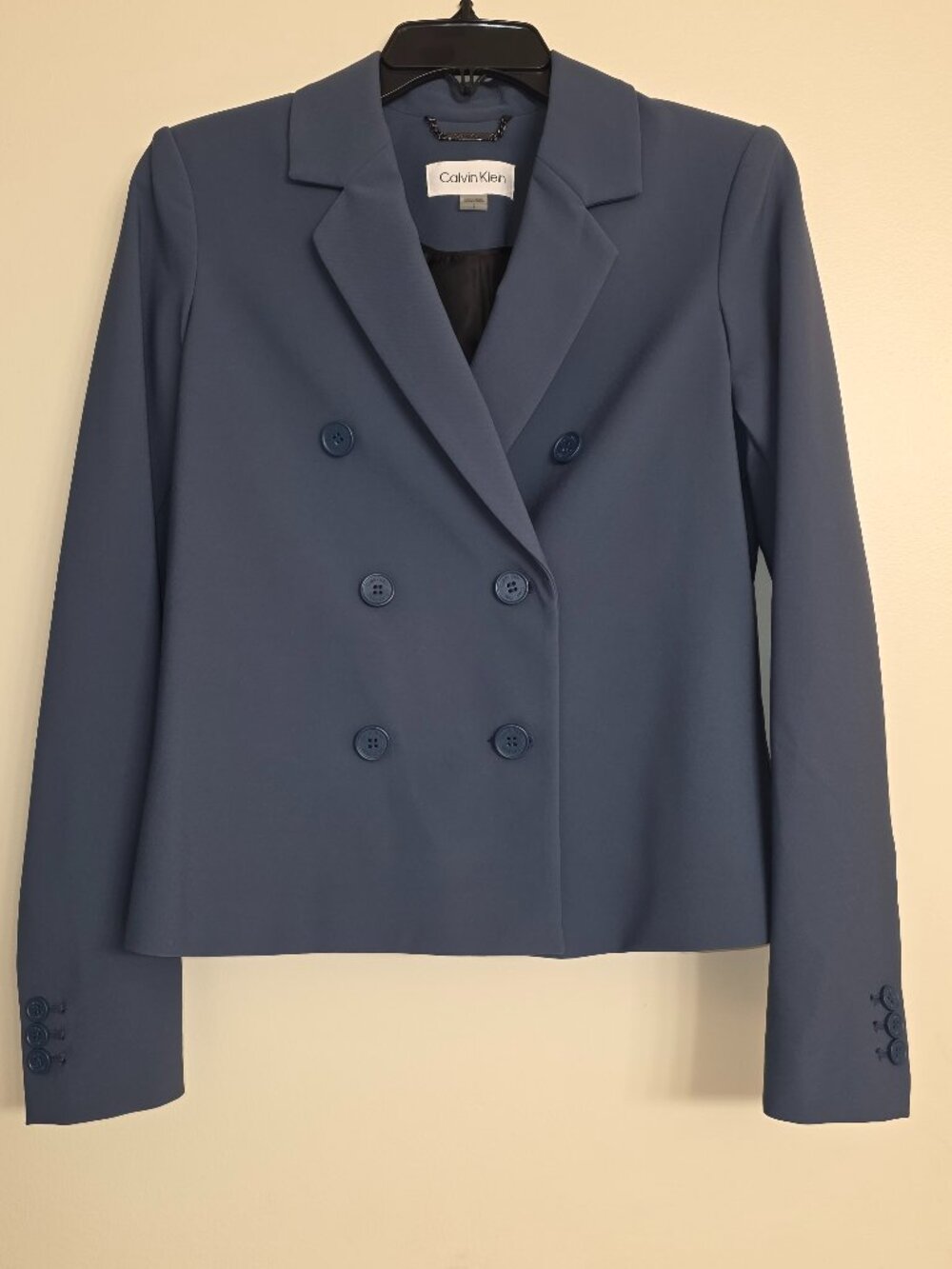 Calvin Klein Steel Blue Double-Breasted Blazer